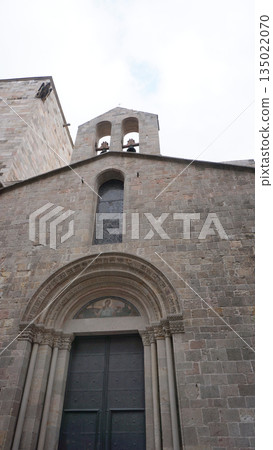 Detailed facade of the barcelona cathedral, made on stone in gothic architectural style Detailed facade of the barcelona cathedral, made on stone in gothic architectural style 135022070