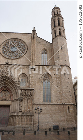Detailed facade of the barcelona cathedral, made on stone in gothic architectural style Detailed facade of the barcelona cathedral, made on stone in gothic architectural style 135022092