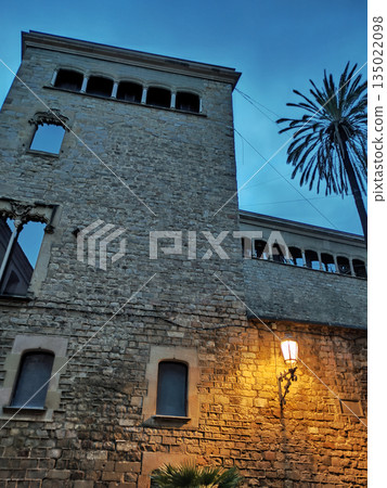 Casa de l'Ardiaca Casa del Arcediano is a historic building with part of the wall dates back to the Roman era in the Old City of Barcelona, Catalonia, Spain. 135022098