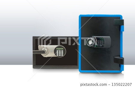 front view two steel Safes on white background, gradient wall background, object, furniture, money, electric, copy space front view two steel Safes on white background, gradient wall background, object, furniture, money, electric, copy space 135022207