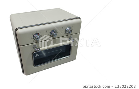 top view steel microwave oven placed on isolated background, technology, object, ferniture, electric, copy space 135022208