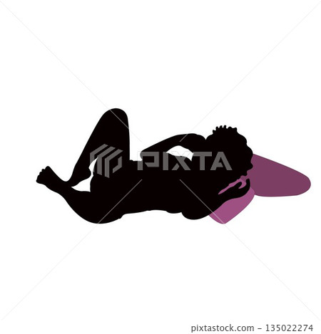 a girl lying down body silhouette vector 135022274