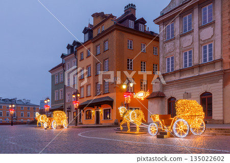 Christmas decorations in Old Town Warsaw Poland Christmas decorations in Old Town Warsaw Poland 135022602