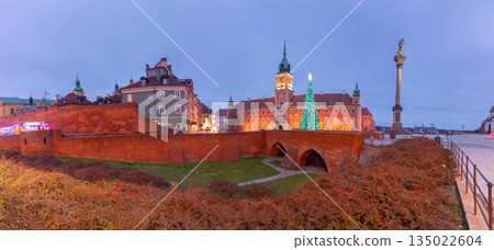 Historic building in Warsaw Poland at dawn 135022604