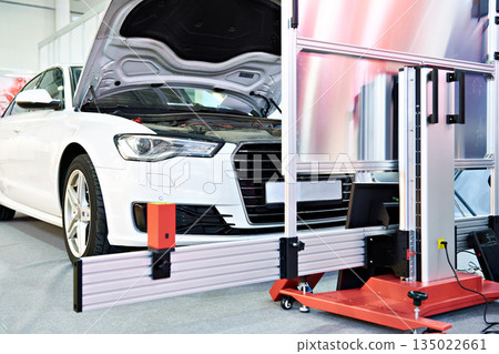 Car at service diagnostic stand 135022661