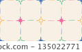 Seamless geometric pattern with colorful star shapes, abstract check or tile. Trendy vector illustration on light background, hand drawn 135022771