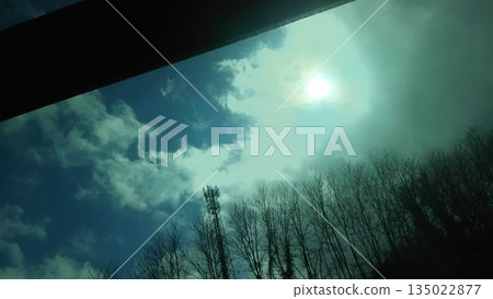 Winter sky peeking from the eaves 135022877