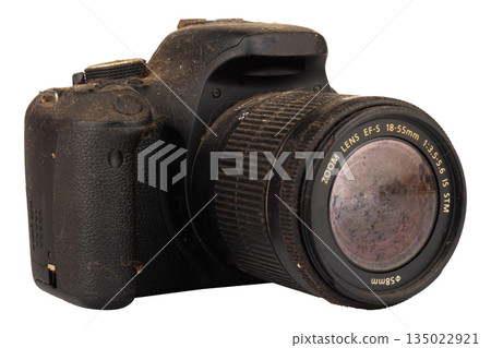 dust dirt camera old isolated on white background dust dirt camera old isolated on white background 135022921