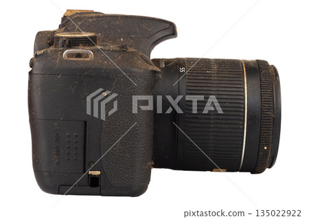 dust dirt camera old isolated on white background dust dirt camera old isolated on white background 135022922