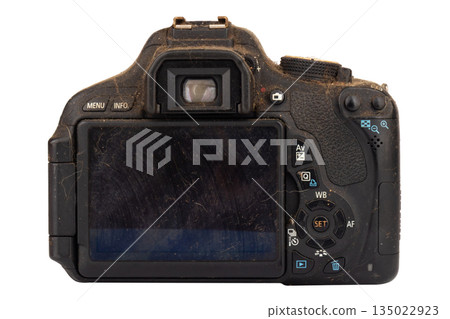 dust dirt camera old isolated on white background dust dirt camera old isolated on white background 135022923