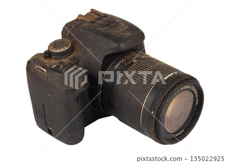 dust dirt camera old isolated on white background dust dirt camera old isolated on white background 135022925
