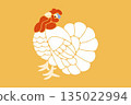 a cartoon rooster on a yellow background 135022994