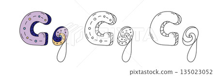 Whimsical letter G decorative alphabet illustration Whimsical letter G decorative alphabet illustration 135023052