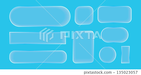 Blue glassmorphism user interface elements abstract set 135023057