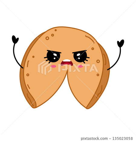 Angry fortune cookie cartoon character emotion illustration 135023058
