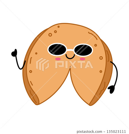 Cool Fortune Cookie Character With Sunglasses Illustration Cool Fortune Cookie Character With Sunglasses Illustration 135023111
