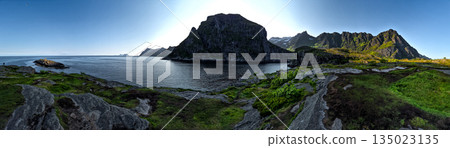 Spectacular Snowy Mountains At Village A I Lofoten At The End Of The Lofoten Islands In Norway Spectacular Snowy Mountains At Village A I Lofoten At The End Of The Lofoten Islands In Norway 135023135
