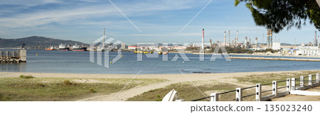 Industrial coastline with oil refinery in Algeciras Bay, Spain Industrial coastline with oil refinery in Algeciras Bay, Spain 135023240