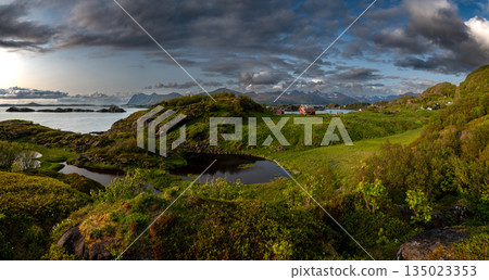 Coastal Landscape With Old Nickel Mine And Red Cottage On Senja Island At Vesteralen In Norway 135023353