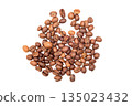 Roasted coffee beans on a white background. 135023432