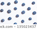 Blueberries on a white background, top view 135023437