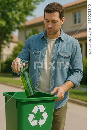 Man Sorting Bottles For Recycling 191025 135023540