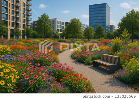 Urban Flower Park Curved Paths 191025 135023569