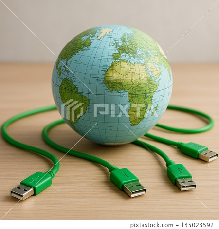 Globe With Green Usb Cables 191025 135023592