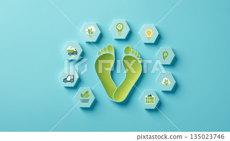 Eco Footprint Icon With Green Background 171025 135023746