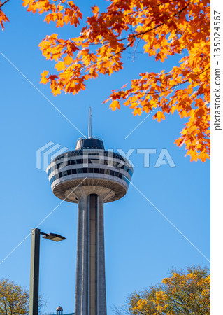 Vibrant autumn foliage and the Skylon Tower observation deck, Ontario, Canada Vibrant autumn foliage and the Skylon Tower observation deck, Ontario, Canada 135024567