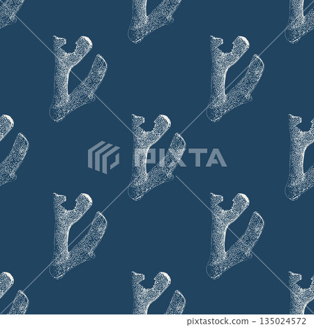 Vector underwater seamless pattern of corals Isolated on dark blue background. For interior design, prints, fabric or background. 135024572