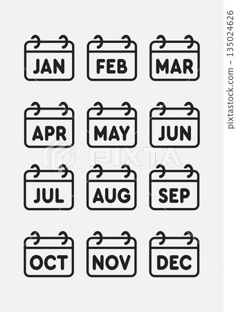Set icons page calendar - months of the year Set icons page calendar - months of the year 135024626