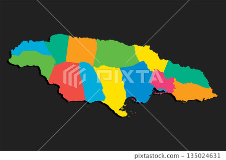 Vector map of country Jamaica divided on regions 135024631