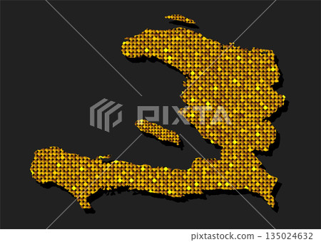 Map of Haiti from gold sequin, glitter, sparkle Map of Haiti from gold sequin, glitter, sparkle 135024632