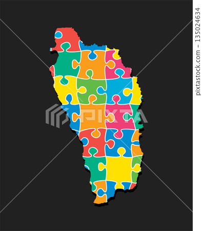 Creative map of Dominica from color puzzle, jigsaw Creative map of Dominica from color puzzle, jigsaw 135024634
