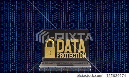 Laptop Data Protection and Digital Cybersecurity Privacy Concept 3d render. 135024674