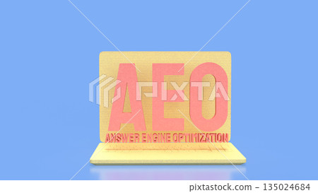 Answer Engine Optimization Concept on Laptop with Artificial Intelligence Search Technology 3d render. Answer Engine Optimization Concept on Laptop with Artificial Intelligence Search Technology 3d render. 135024684