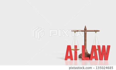 Artificial Intelligence and the Balance of Law 3d render. 135024685
