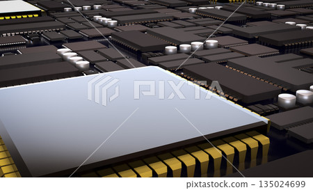 Advanced Microchip and Integrated Circuit Technology Background 3d render. Advanced Microchip and Integrated Circuit Technology Background 3d render. 135024699