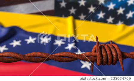 Political Conflict and Sanctions Between Venezuela and United States 3d render. Political Conflict and Sanctions Between Venezuela and United States 3d render. 135024709