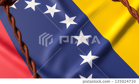 Venezuela Political Crisis and Economic Sanctions Concept 3d render. Venezuela Political Crisis and Economic Sanctions Concept 3d render. 135024710