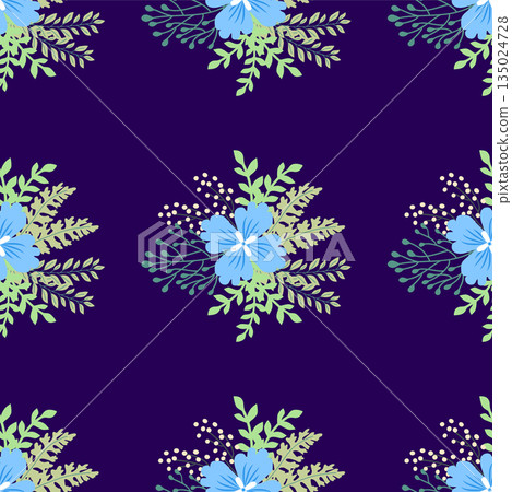 Vintage Decorative seamless pattern in classic style with small flowers, ditsy. Light silhouettes of flowers, two-color ornament in pastel colors Vintage Decorative seamless pattern in classic style with small flowers, ditsy. Light silhouettes of flowers, two-color ornament in pastel colors 135024728