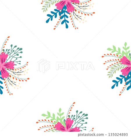 Vintage Decorative seamless pattern in classic style with small flowers, ditsy. Light silhouettes of flowers, two-color ornament in pastel colors Vintage Decorative seamless pattern in classic style with small flowers, ditsy. Light silhouettes of flowers, two-color ornament in pastel colors 135024893