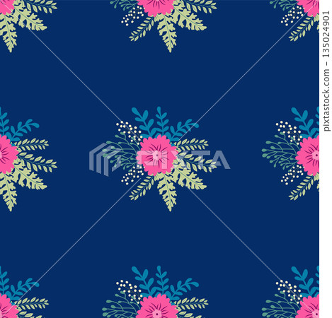 Vintage Decorative seamless pattern in classic style with small flowers, ditsy. Light silhouettes of flowers, two-color ornament in pastel colors Vintage Decorative seamless pattern in classic style with small flowers, ditsy. Light silhouettes of flowers, two-color ornament in pastel colors 135024901