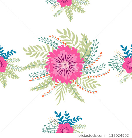 Vintage Decorative seamless pattern in classic style with small flowers, ditsy. Light silhouettes of flowers, two-color ornament in pastel colors Vintage Decorative seamless pattern in classic style with small flowers, ditsy. Light silhouettes of flowers, two-color ornament in pastel colors 135024902