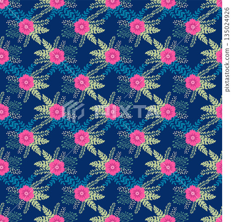 Vintage Decorative seamless pattern in classic style with small flowers, ditsy. Light silhouettes of flowers, two-color ornament in pastel colors Vintage Decorative seamless pattern in classic style with small flowers, ditsy. Light silhouettes of flowers, two-color ornament in pastel colors 135024926