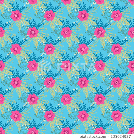 Vintage Decorative seamless pattern in classic style with small flowers, ditsy. Light silhouettes of flowers, two-color ornament in pastel colors Vintage Decorative seamless pattern in classic style with small flowers, ditsy. Light silhouettes of flowers, two-color ornament in pastel colors 135024927