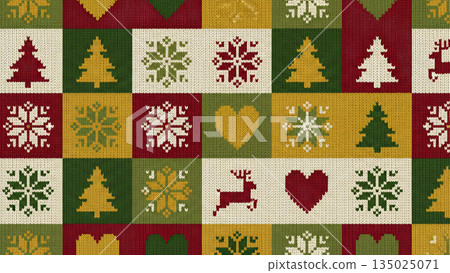 一款採用北歐風格針織圖案的冬季設計。針織紋理清晰挺括，雪花和馴鹿圖案更增添了濃厚的聖誕日氛圍。 135025071