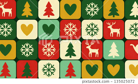 一款採用北歐風格針織圖案的冬季設計。針織紋理清晰挺括，雪花和馴鹿圖案更增添了濃厚的聖誕日氛圍。 135025072