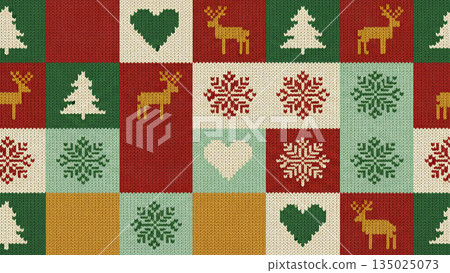 一款採用北歐風格針織圖案的冬季設計。針織紋理清晰挺括，雪花和馴鹿圖案更增添了濃厚的聖誕日氛圍。 135025073